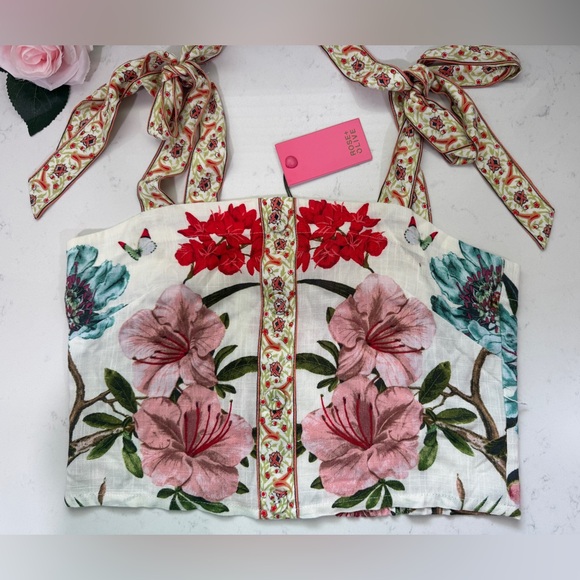 Rose & Olive Tops - Rose & Olive Floral Tie-Strap Top - Pink, Red, Green